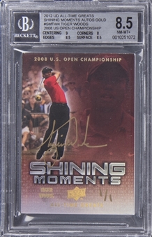 2012 Upper Deck All Time Greats "Shining Moments" Gold #SMTW4 Tiger Woods Signed Card (#1/1) - BGS NM-MT+ 8.5/BGS 10